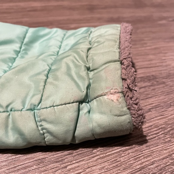 Girls reversible The North Face teal winter jacket size 7/8 - Picture 4 of 7